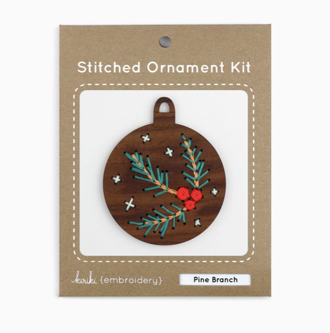 DIY Stitched Ornament Kit, Pine Branch