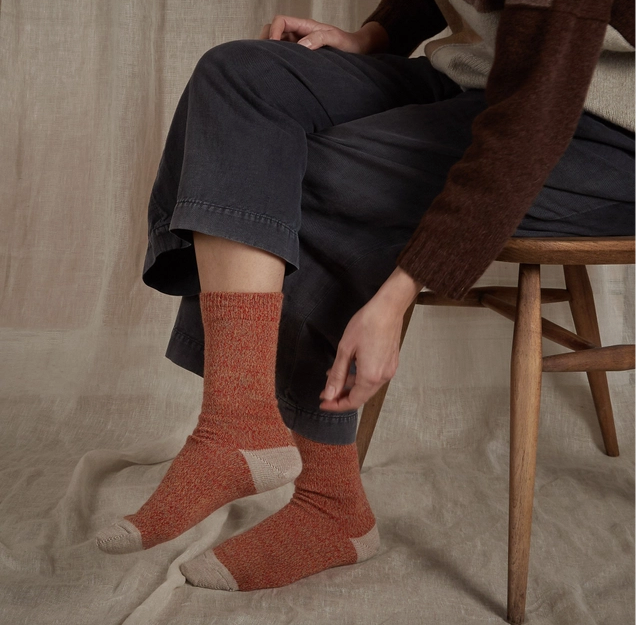Merino Wool Socks, Marled Fire