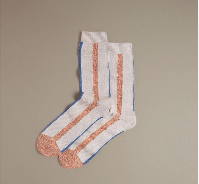 Organic Cotton Socks, Paprika Stripe