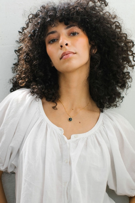 Round Token Necklace with Blue Opal