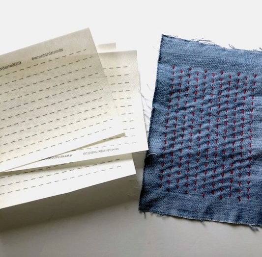 Simple Lined Sashiko Style Mending Patterns