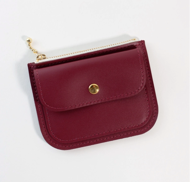 Leather Mini Wallet, Wine