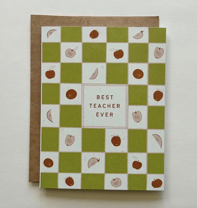 Checkers + Apples Teacher Card