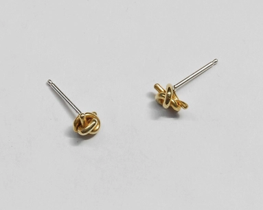 Tiny Knot Studs, Brass