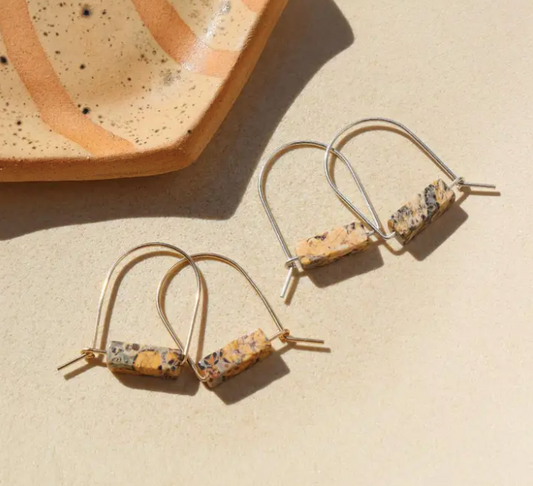 Jasper Stone Arch Earrings