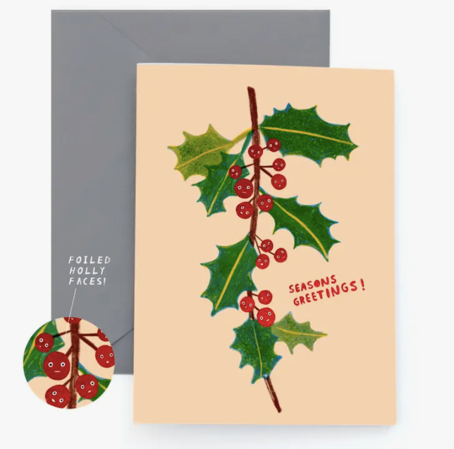 Holly Faces Holiday Card