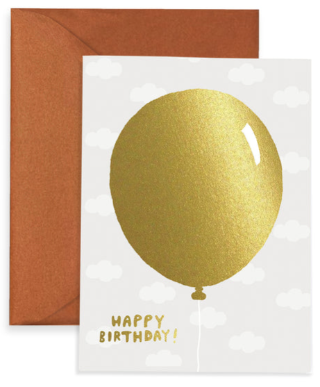 Gold Balloon Birthday Greeting Card