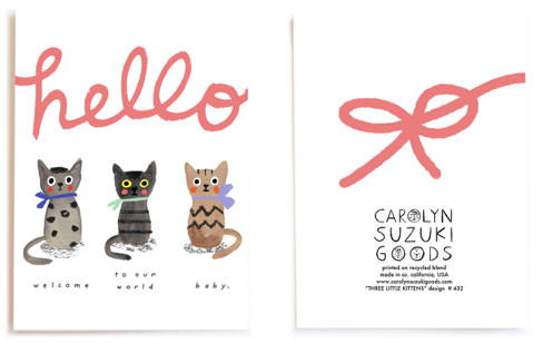 Three Little Kittens Welcome Baby Greeting Card