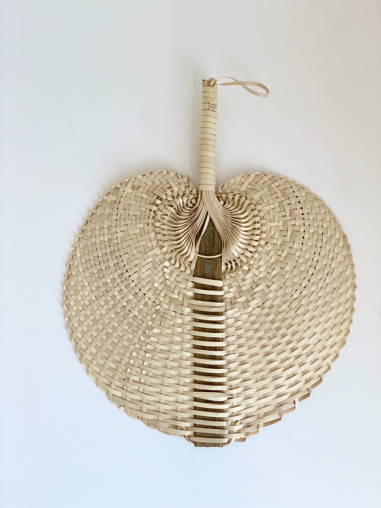 Handwoven Palm Leaf Fan, Vanilla Cream